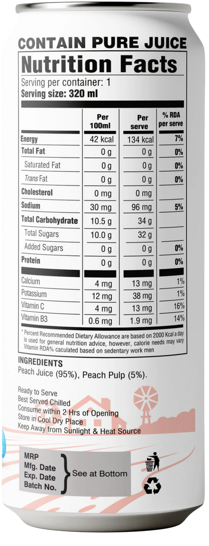 Juice | Peach Juice – No Added Sugar, No Preservatives &amp; No Concentrate – Dadu Fresh – 320ml