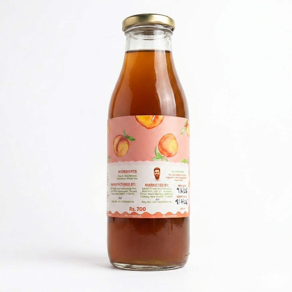 Squash | Peach (Ice Tea Squash)-Made with Peach &amp; Nuxalbari Black Tea  -Gluten Free, 100% Vegan -No Preservatives, Stabilisers, and No Emulsifiers - Nature&