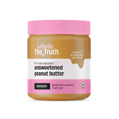Peanut Butter | Unsweetened (Crunchy) - Natural - No Palm Oil &amp;amp; No Added Sugar - The Whole Truth - 325gm