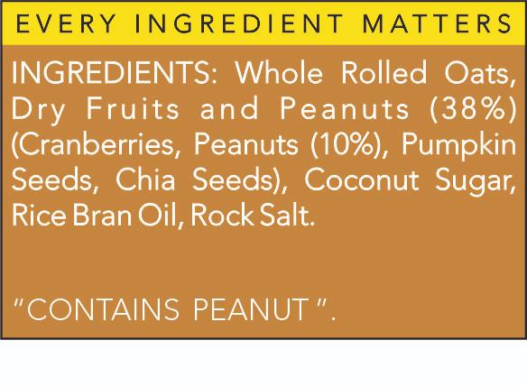 Granola | Peanut Butter &amp; Berries - All Natural - Vegan, Gluten Free &amp; Zero Trans Fat - The Nibble Box - 500gm