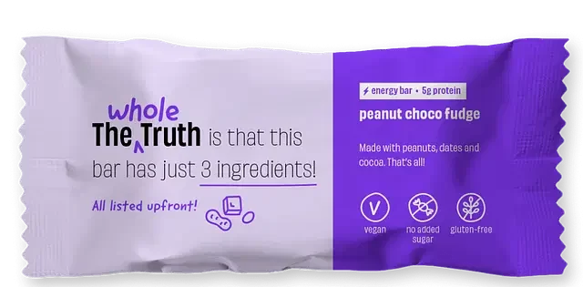 Peanut Choco Fudge Bar | (Made With Peanut, Dates &amp;amp; Cocoa) - Vegan, Gluten Free, Dairy Free &amp; No Added Sugar - The Whole Truth – 40gm