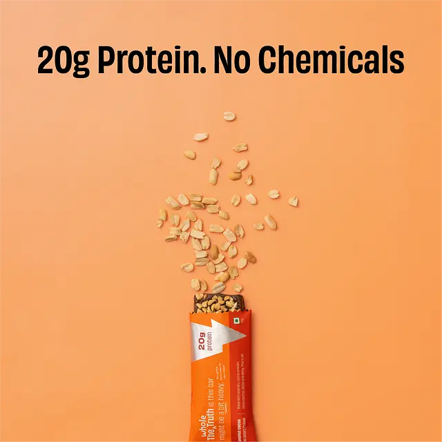 Peanut Cocoa | (Made With Peanut, Cocoa Powder, Cocoa Butter, Dates &amp; Whey) - 20g Protein - No Added Sugar - The Whole Truth – 67gm