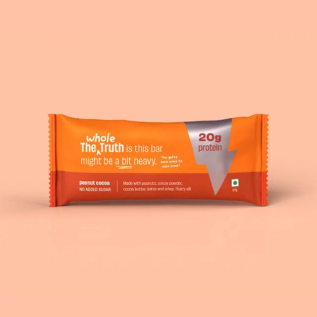 Peanut Cocoa | (Made With Peanut, Cocoa Powder, Cocoa Butter, Dates &amp; Whey) - 20g Protein - No Added Sugar - The Whole Truth – 67gm