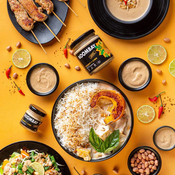 Peanut + Lime (Zest Nutty Spicy) - Dip And Spread - Salad, Grill, Curry - Natural - Indian  - No Refined Sugar &amp; No Bad Oil - Boombay - 190gm