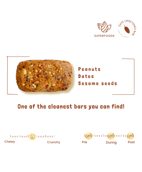 Bar | Peanut Superfood Bar (Sweetened With Dates) – For Athlete - Vegan, Gluten Free, No Added Sugar, Preservatives, Emulsifiers &amp;amp; No Added Stabilizers – Safe Bee – 40gm