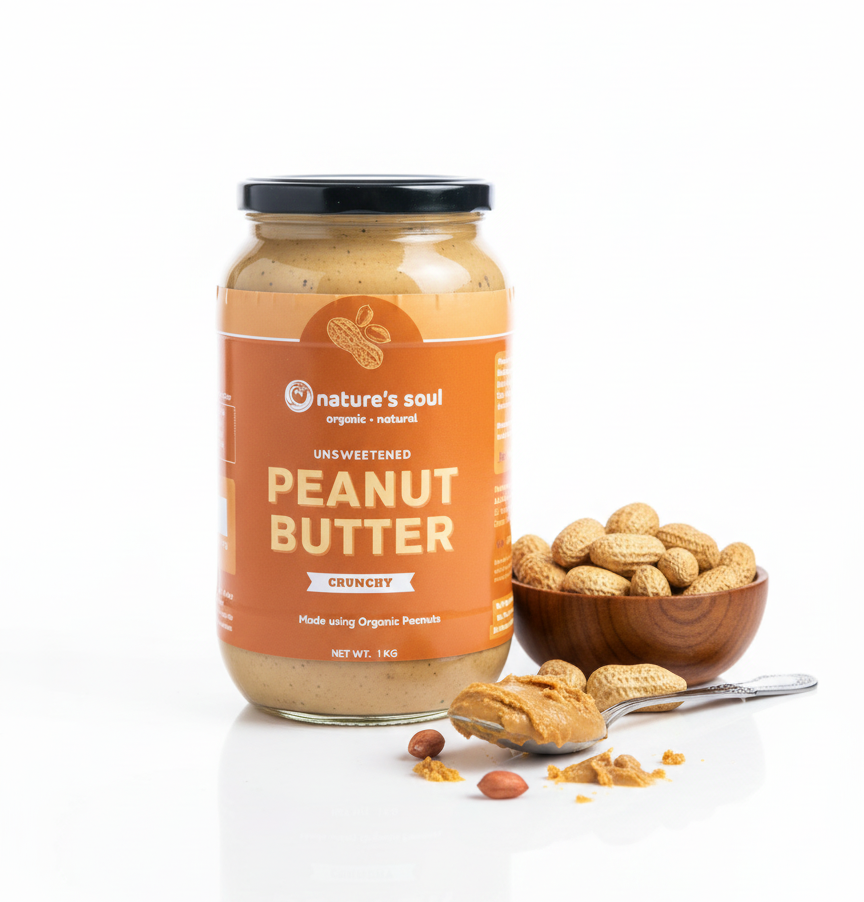 Peanut Butter - Crunchy - Unsweetened - Made from Certified Organic Peanuts - Nature&