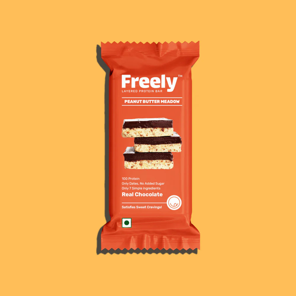 Chocolate Bar | Peanut Butter Meadow (Protein Bar) – 11g Protein – Real Chocolate – No Added Artificial Preservatives &amp; No Added Sugar – Freely – 44gm