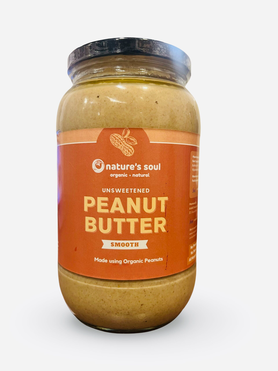 Peanut Butter | Smooth – Unsweetened – Vegan – No Preservatives, No Palm Oil, No Artificial Flavour, Non GMO Peanuts – Nature’s Soul – 500gm