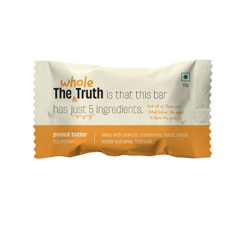 Peanut Butter 12g Bar - No Added Sugar &amp; Soy Free - The Whole Truth - 52gm