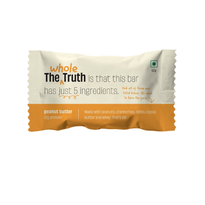 Peanut Butter 12g Bar - No Added Sugar &amp; Soy Free - The Whole Truth - 52gm