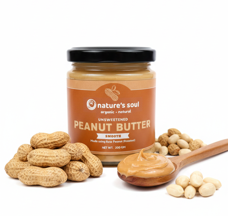 Peanut Butter | Smooth - Unsweetened - Vegan - No Preservatives, No Palm Oil, No Artificial Flavour, Non GMO Peanuts - Nature&