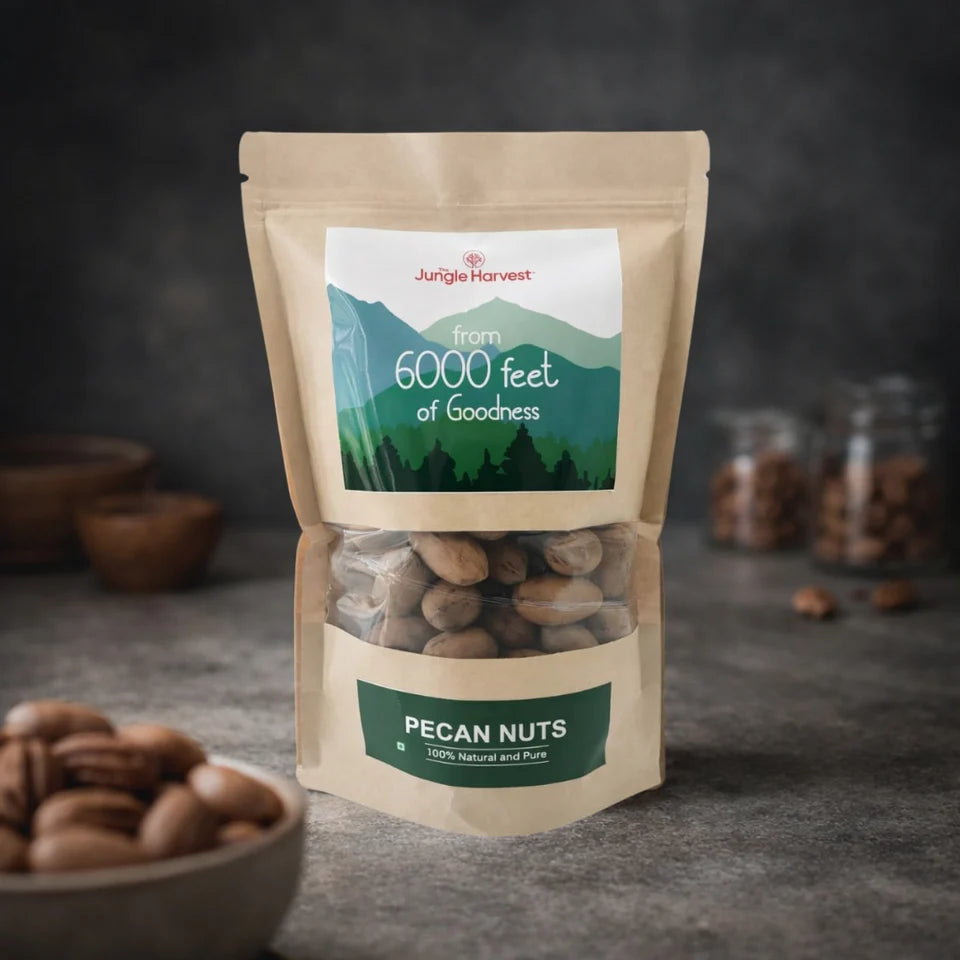 Nuts | Premium Pecan Nuts  -100% Natural &amp; Pure- Rich in Healthy Fats &amp; Fibre - No Preservative ,No Artificial Colours -Jungle Harvest - 500gm