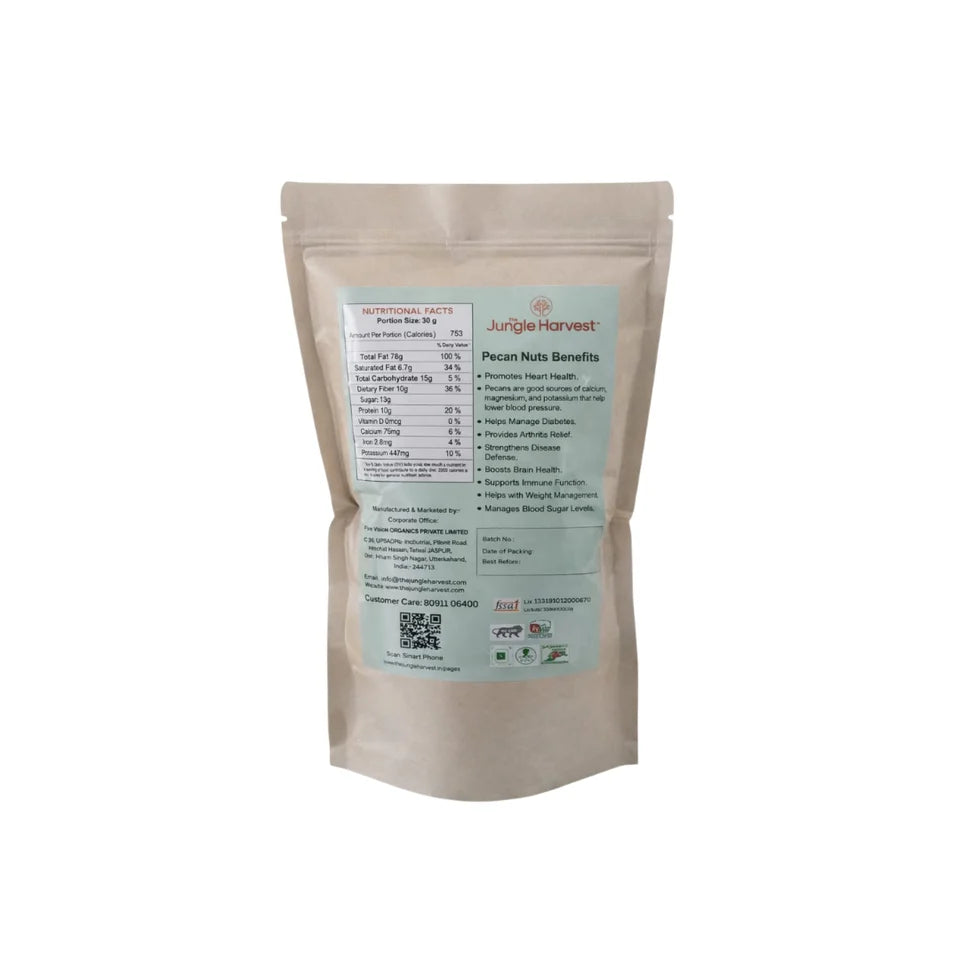 Nuts | Premium Pecan Nuts  -100% Natural &amp; Pure- Rich in Healthy Fats &amp; Fibre - No Preservative ,No Artificial Colours -Jungle Harvest - 500gm