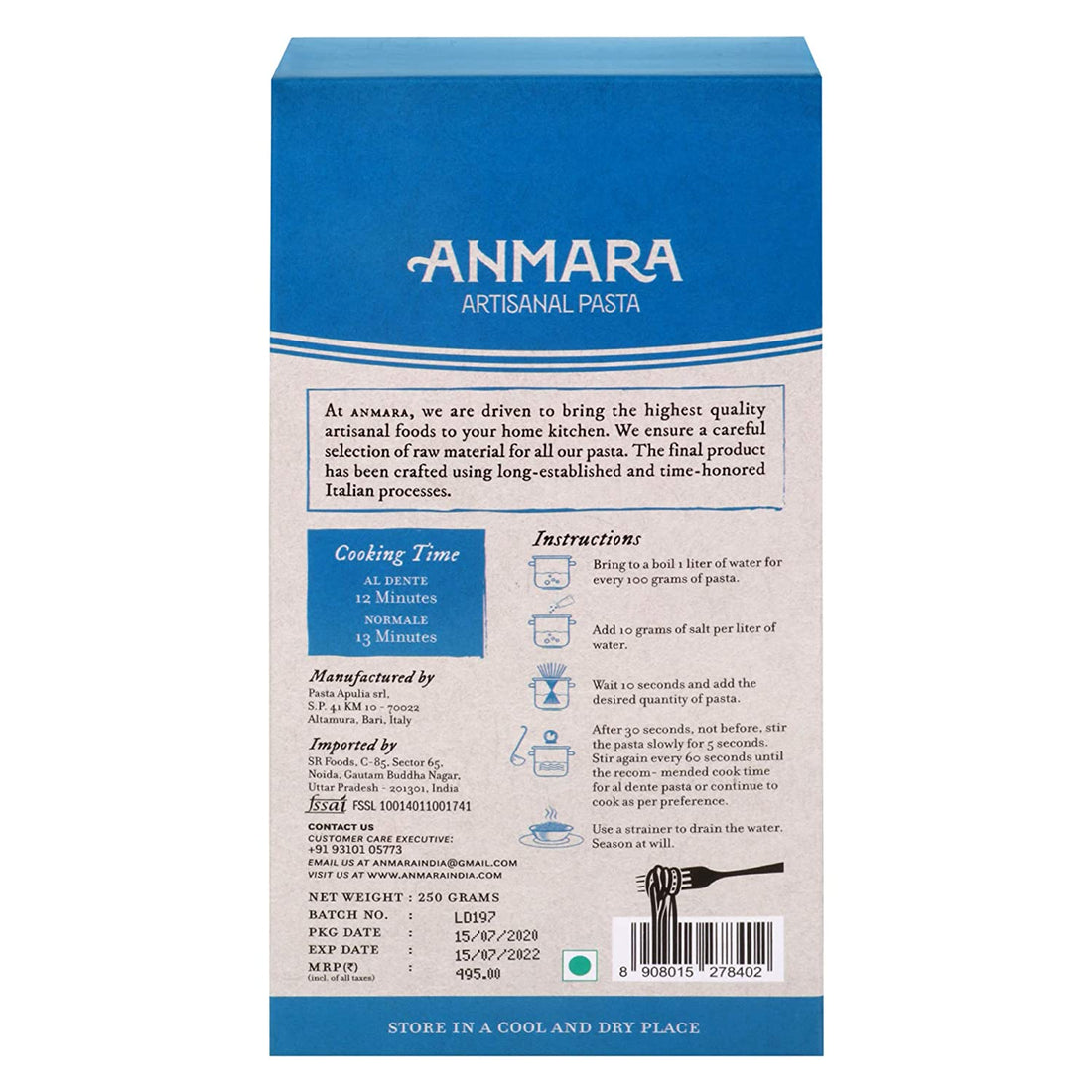 Penne Pasta - Gluten Free - Anmara - 250gm