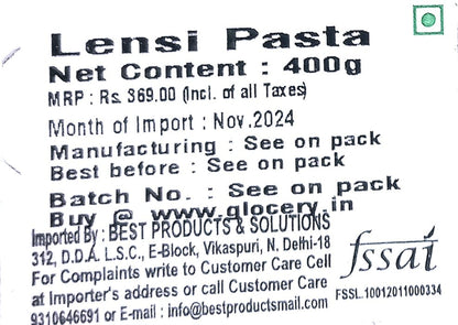 Pasta | Penne Rigate Pasta (Made By Corn &amp;amp; Rice) - Made In Italy - Gluten Free &amp;amp; Lactose Free - Pasta Lensi - 400gm