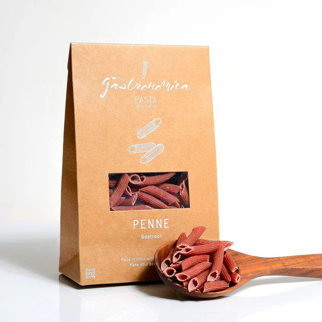 Pasta | Penne (Beetroot) - Handcrafted - 100% Natural - Vegan, No Egg &amp; No Added Preservatives - Gastronomica -  250gm