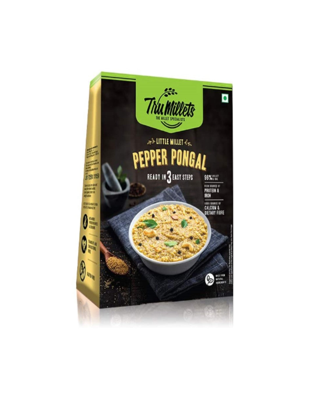 Pepper Pongal – 96% Millet &amp;amp; Dal - Natural - Indian - Rich Source Of Protein, Iron, Zero Trans Fat, Cholesterol Free, Low Glycaemic Index &amp;amp; Keto Friendly - TruMillets – 200gm