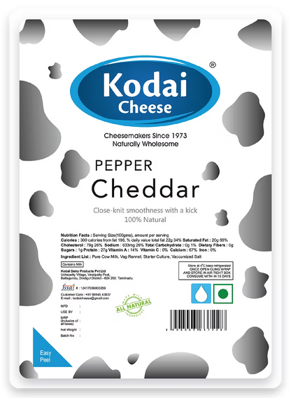 Cheddar Cheese | Pepper – Pasteurized - Kodai – 200gm