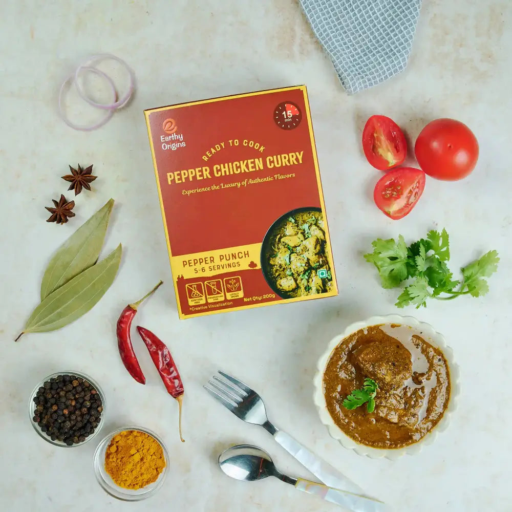 Cooking Paste | Pepper Chicken Curry – Pepper Punch – Ready To Cook – Experience The Luxury Of Authentic Flavors – No Additives & No Added Preservatives – Earthy Origins – (5-6 Serving) – 200gm