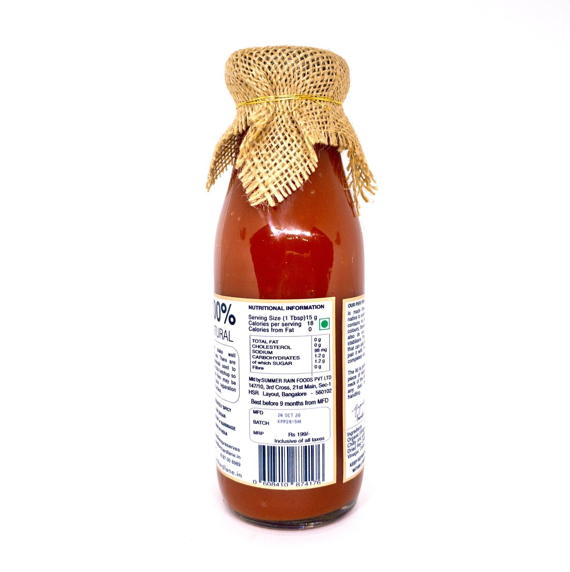 Peri Peri Tomato Ketchup - Low Sugar- Orchard Lane - 230gm
