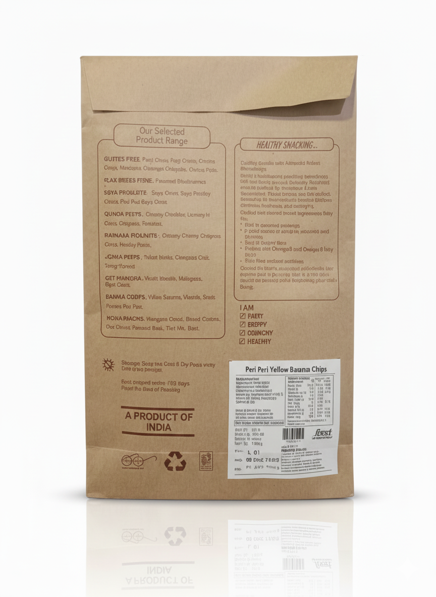 Banana Chips- Peri Peri Yellow Banana Chips- Gluten Free-No Preservative-No Trans Fat- High Energy -100%- Healthy Delicacy-210gm