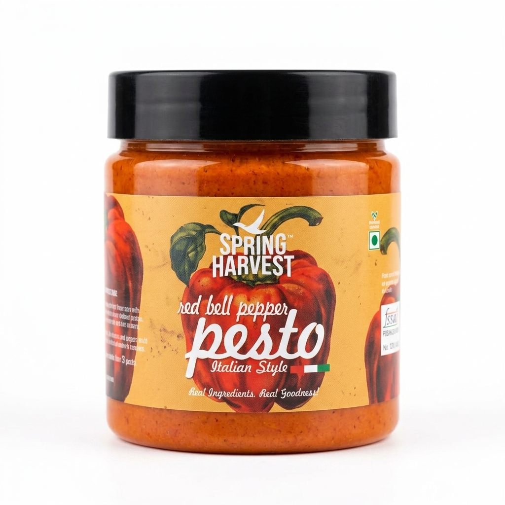Pesto | Red Bell Pepper Pesto (Italian Style)  - 100% Natural Ingredients - No Added Preservatives - Fouziya&