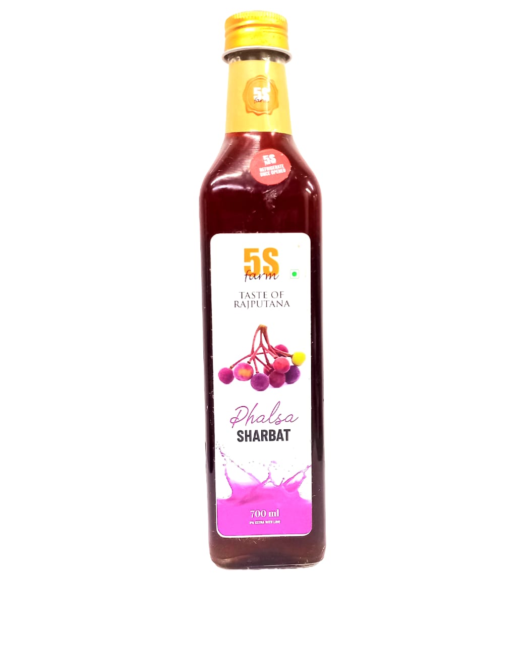 Sharbat | Phalsa Sharbat - Taste Of Rajputana – No Added Distillation & No Food Color – 5s Farm – 700ml