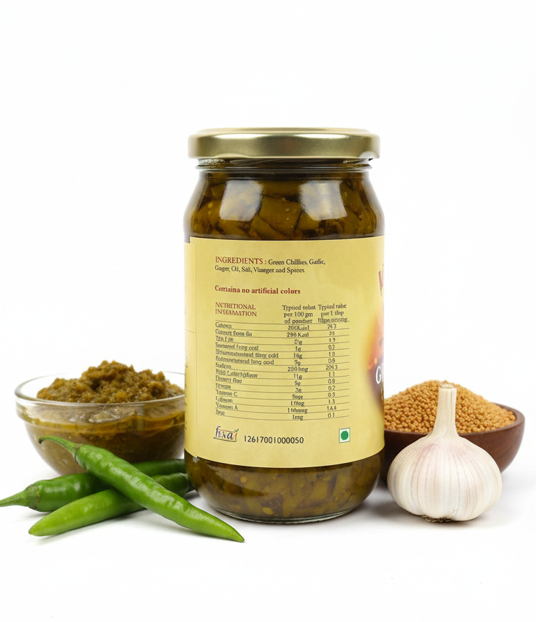 Pickle | Green Chilli  Pickle -No Artifical Colors - Kumaoni - 400gm