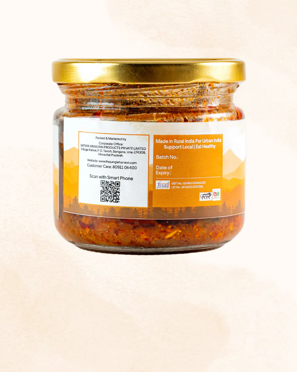 Pickle | Mushroom Pickle - 100% Natural And Pure -Immunity Booster, Hand-Pickеd, Organic Mushrooms - Chemical-Free Preparation , Preservatives Free - Jungle Harvest - 250gm