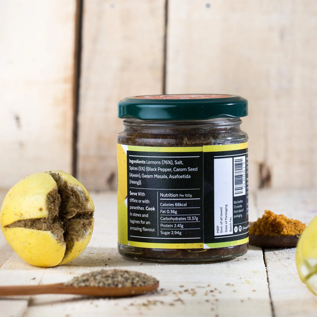 Pickle | Vintage Lime Pickle (Kala Nimbu)  - Oil Free &amp;amp; No Artificial Preservatives - Aamra - 175gm