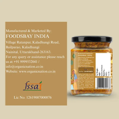 Pickle | Adrak Achari Fusion (Ginger Pickle) - 100% Homemade - No Added Chemical Preservatives &amp; No Added Artificial Colours Or Flavours - Organic Nation - 250gm
