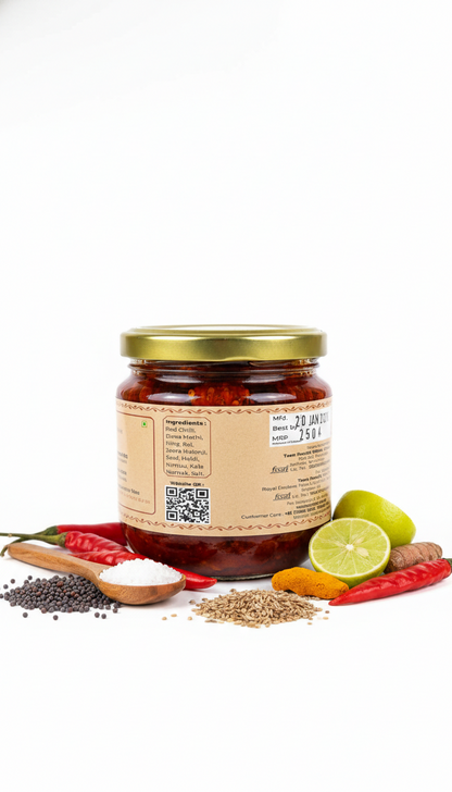 Pickle | Lal Mirchi Achaar - 100% Jain - Spicy – No Added Preservatives, Flavour &amp;amp; No Added Sugar – Teen Peedhi – 200gm