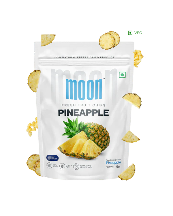 Pineapple Chips | Dried - Natural - Vegan, Gluten Free, No Preservatives &amp;amp; No Added Sugar - Moon - 12gm