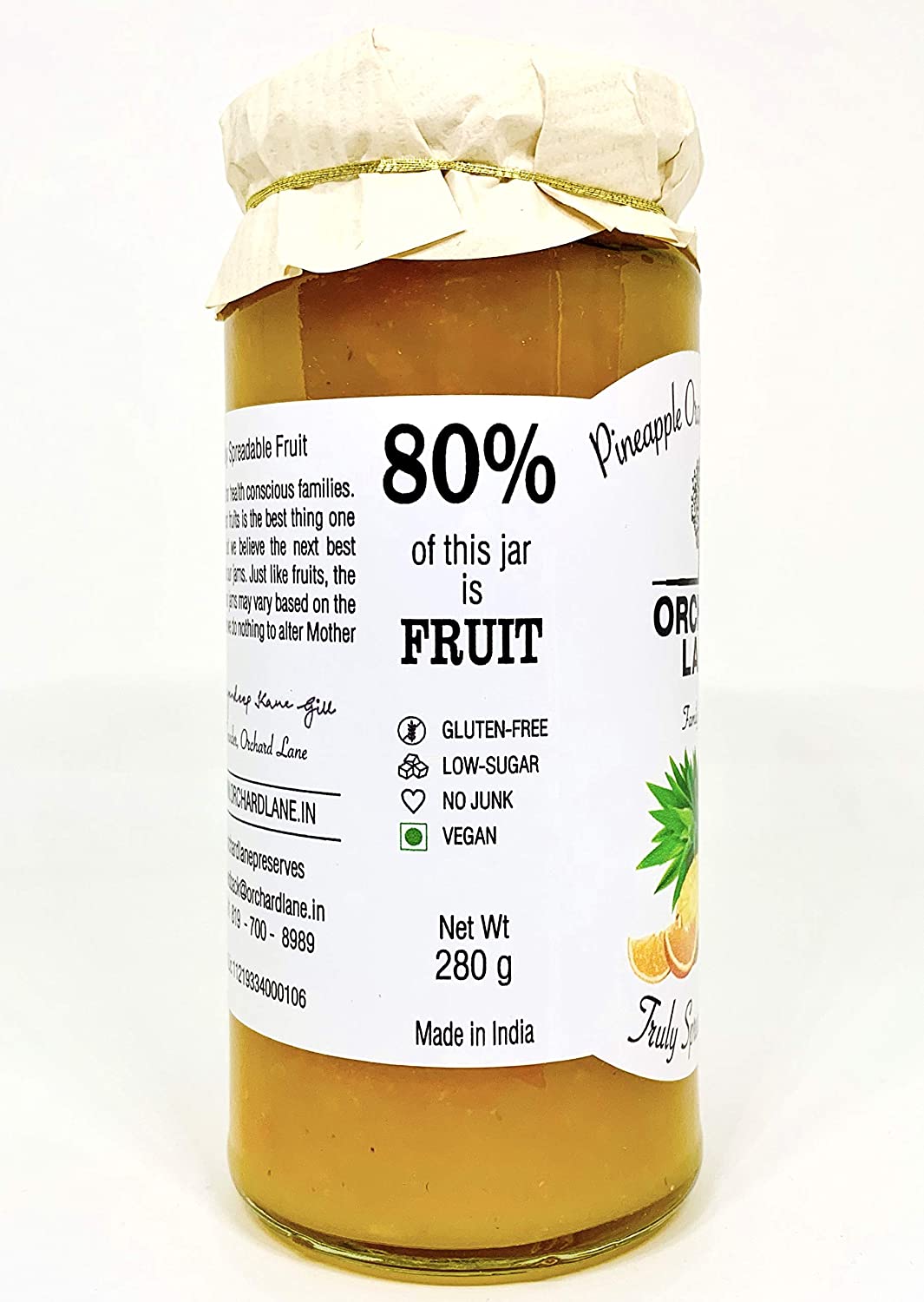 Pineapple &amp;amp; Orange - Vegan, Gluten Free &amp;amp; Low Sugar - Orchard Lane - 300gm