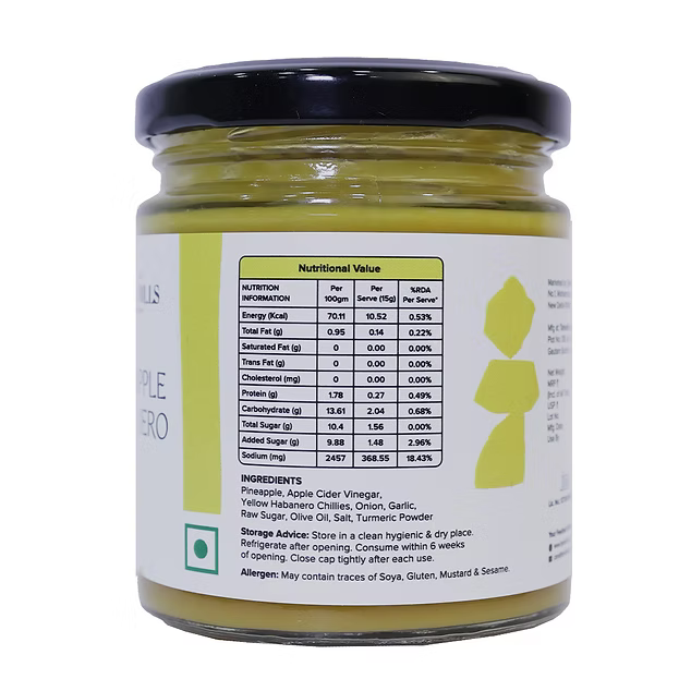 Sauce | Pineapple Habanero Sauce –100% Plant Based- No Added Preservatives &amp; Additives Free, No Taste Enhancers – Tatva Hills – 170gm