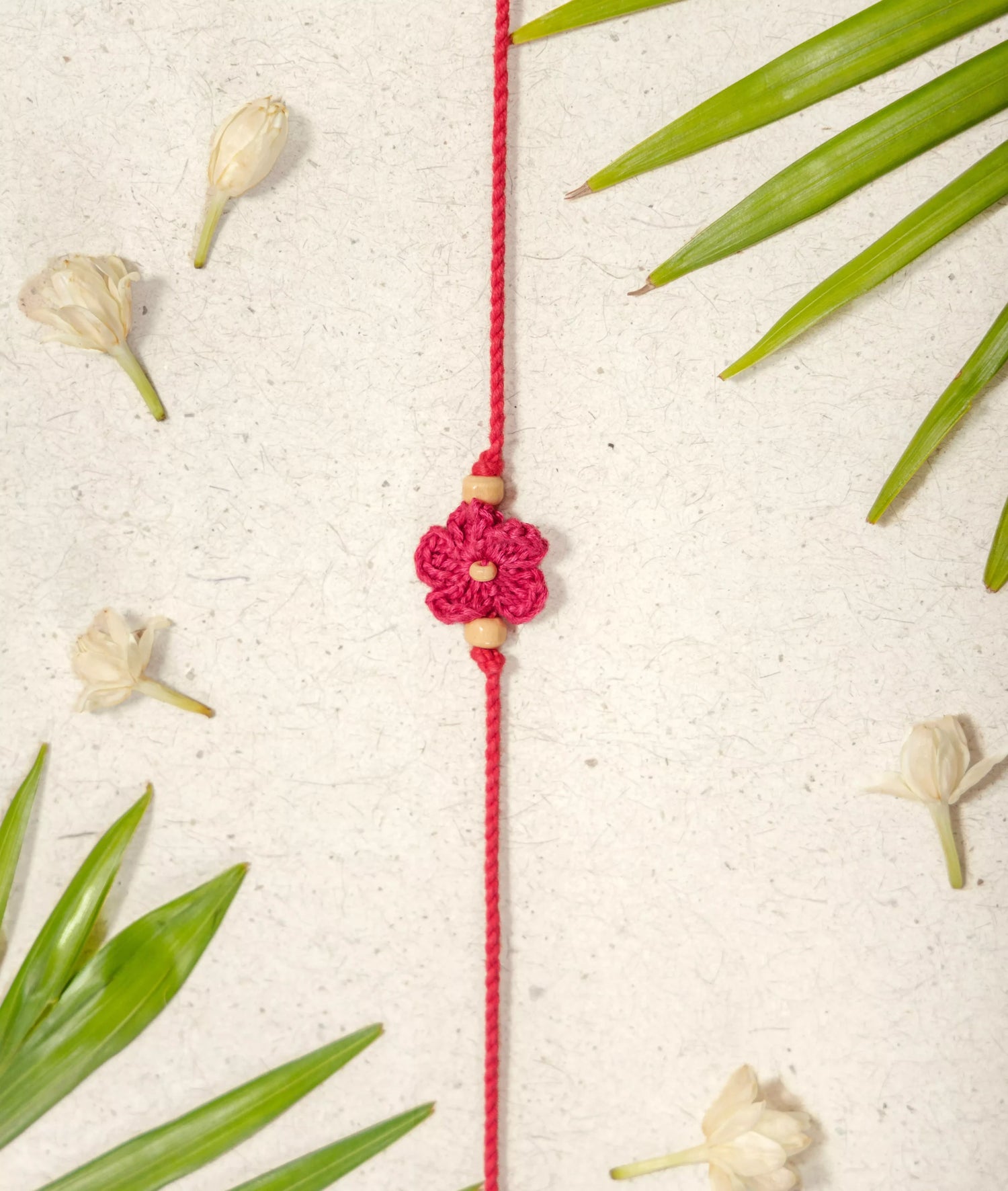 Rakhi | Pink Crochet Rakhi (Cotton, Jute, Wooden beads, Coconut shell )– Handcrafted – Eco Friendly – Nature’s Soul - Single Piece
