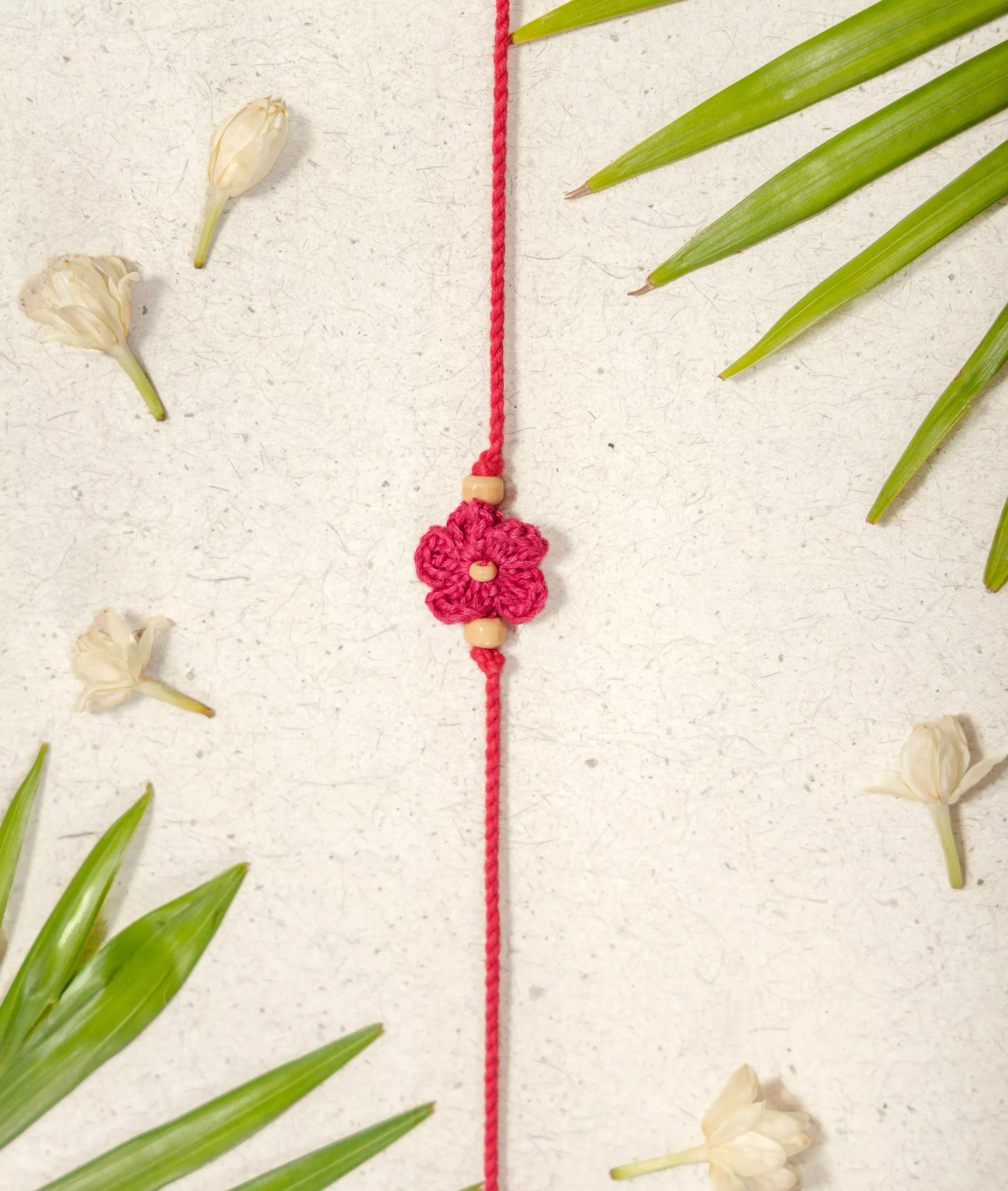 Rakhi | Pink Crochet Rakhi (Cotton, Jute, Wooden beads, Coconut shell )– Handcrafted – Eco Friendly – Nature’s Soul - Single Piece