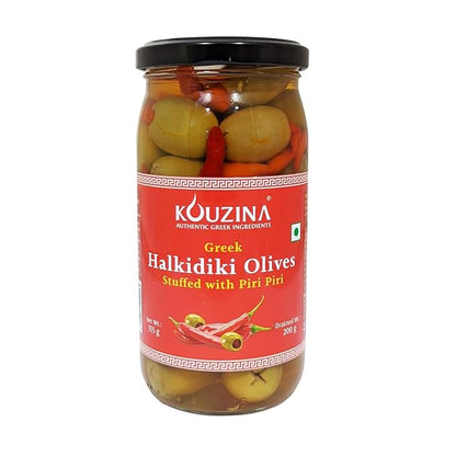 Olives | Halkidiki  Olives (Stuffed With Piri Piri  ) - No Preservatives-Kouzina - 355gm