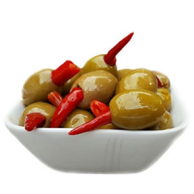 Olives | Halkidiki  Olives (Stuffed With Piri Piri  ) - No Preservatives-Kouzina - 355gm