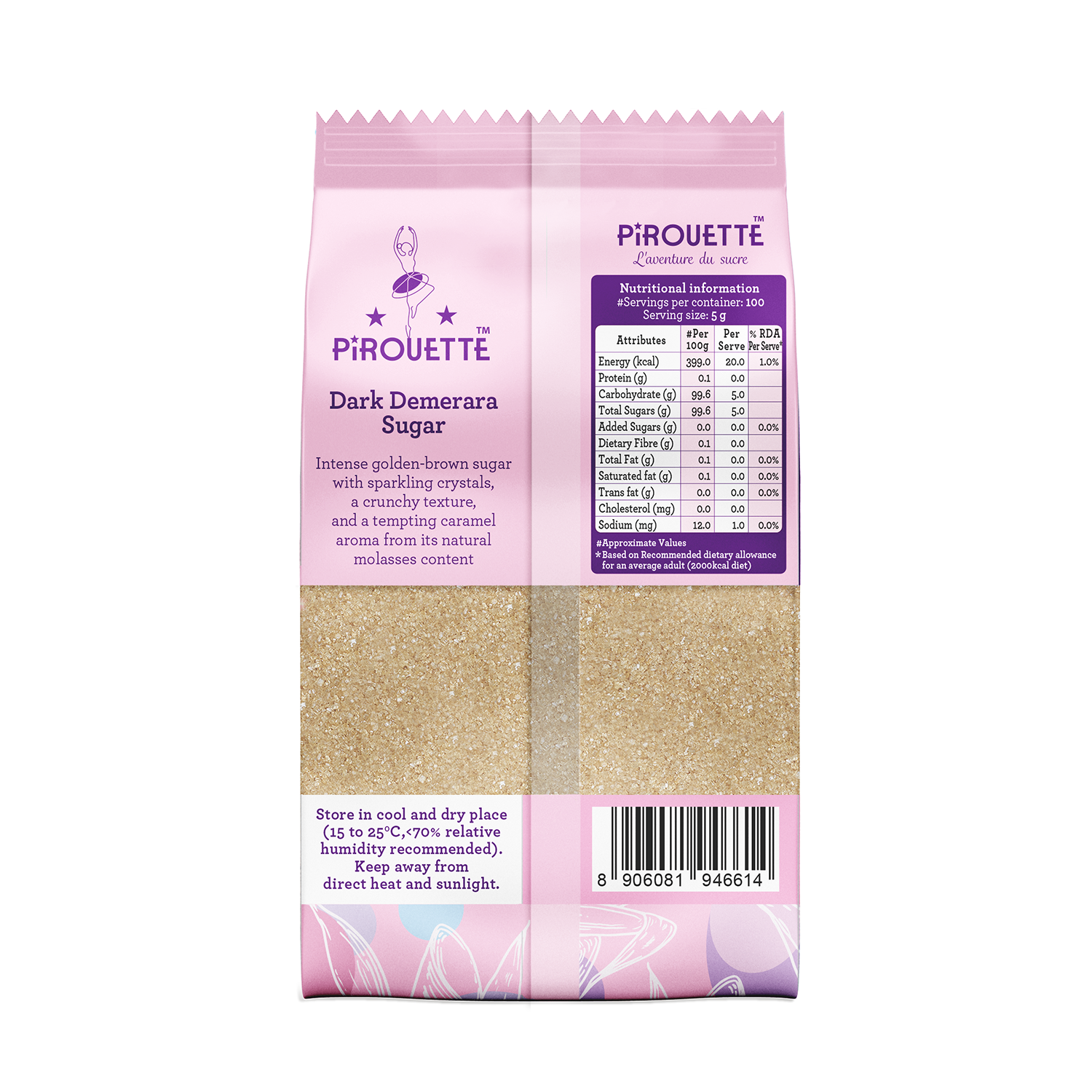 Sugar |Dark Demerara Sugar - Truly Unrefined - Mauritius Sugar - No Added Colour, No Added Syrup &amp;amp; Non GMO - Pirouette - 500gm