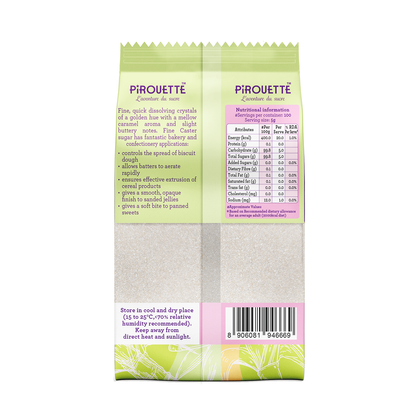 Sugar | Fine Caster Sugar - Truly Unrefined &amp;amp; Unbleached - Mauritius Sugar - For Icings, Frosting, Buttercreams, Cake Fillings And Meringues - No Added Colour, No Added Syrup &amp;amp; Non GMO - Pirouette - 500gm