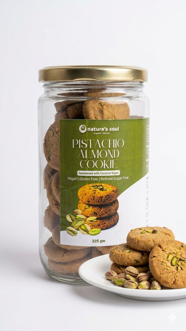 Cookies |Pistachio Almond Cookie - Vegan, Gluten Free &amp;amp; Refined Sugar Free - Nature&
