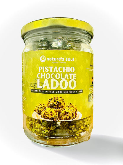 Ladoo | Pistachio Chocolate Ladoo – Organic Ingredients – Vegan, Gluten Free, No Flavour Enhancer, No Emulsifiers And Stabilisers &amp; Refined Sugar Free – Nature’s Soul – 250gm