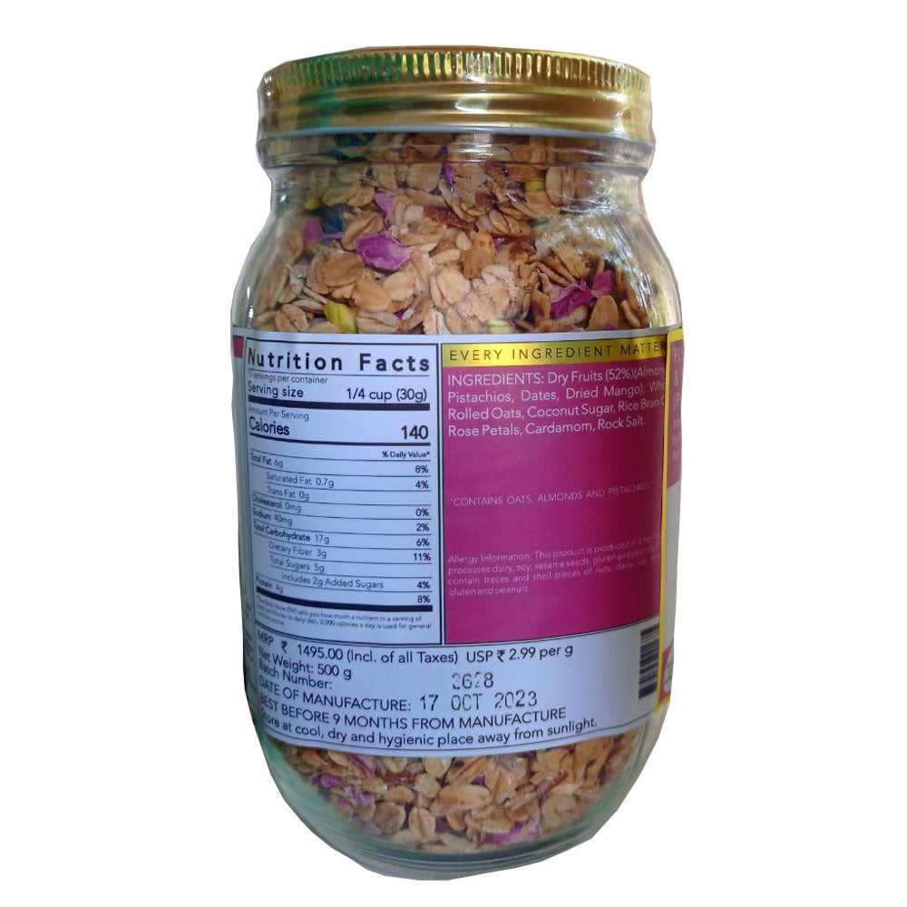 Granola | Pistachio, Rose &amp; Cardamom Pink City Granola - Vegan &amp; Gluten Free - The Nibble Box - 500gm