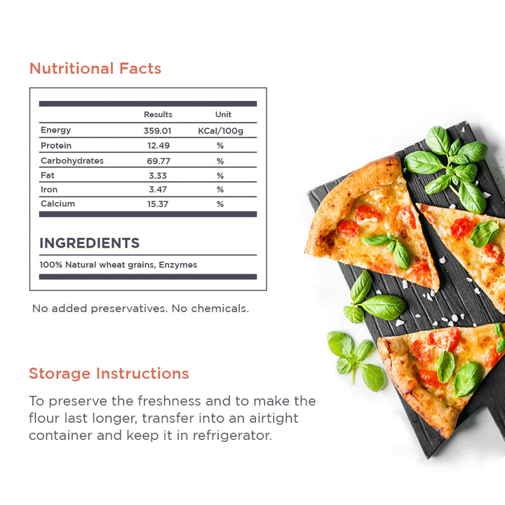 Pizza Flour | For All Kind Pizza Crusts - 12.4% Protein– Unbleached – Italian Style - Natural – Zero Added Preservatives – Raw Himalayas – 1000gm