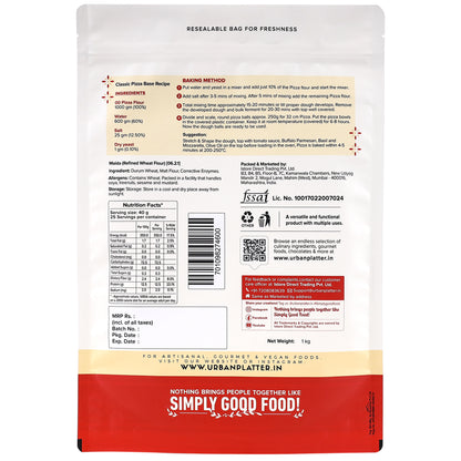 Pizza Flour | Italian Style Soft &amp; Silky ’00’ Pizza Flour – Vegan - Urban Platter – 1000gm