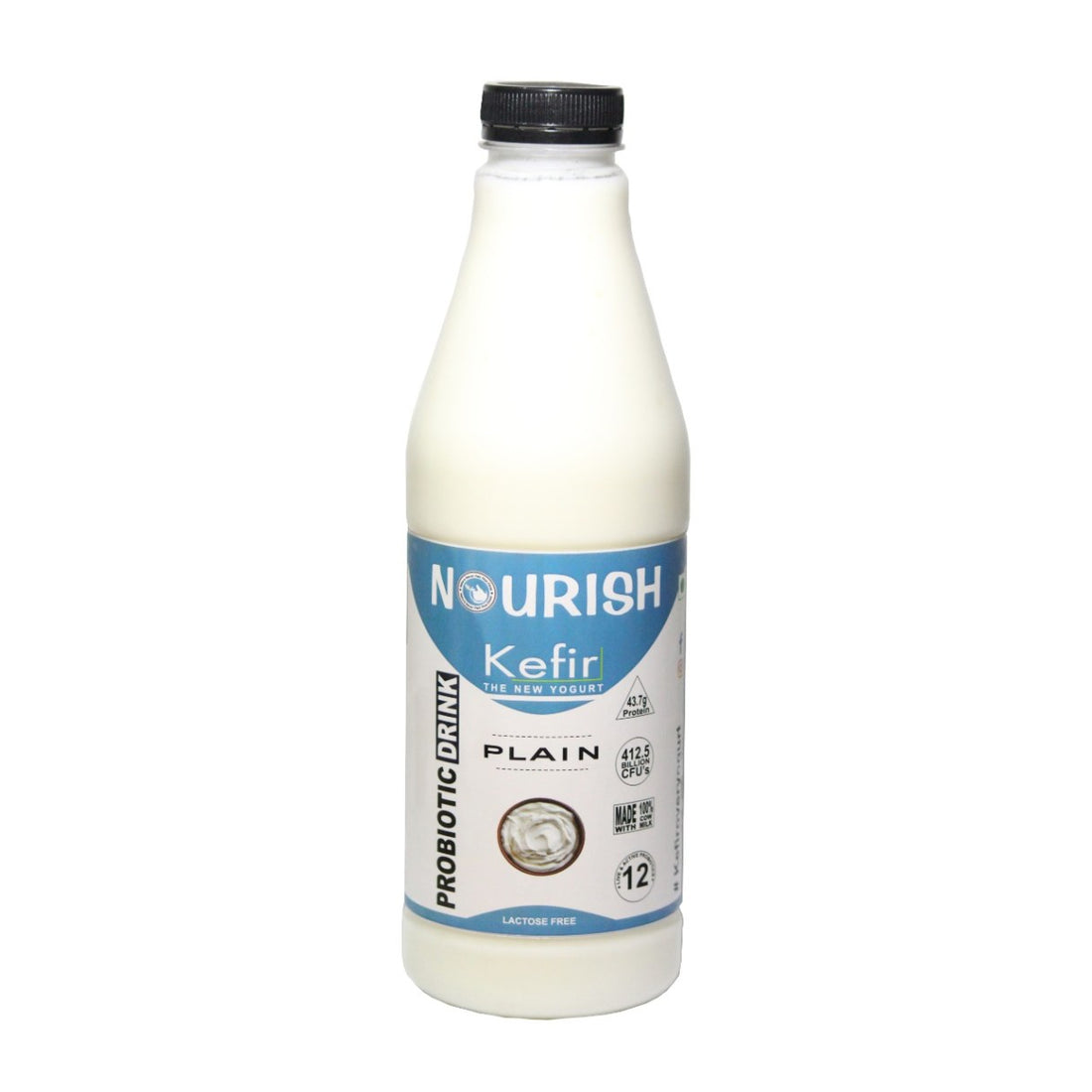 Kefir | Plain Kefir (Made With 100% Cow Milk)- 43.7g Protein - Probiotic Drink - Unsweetened - Nourish - 1000ml