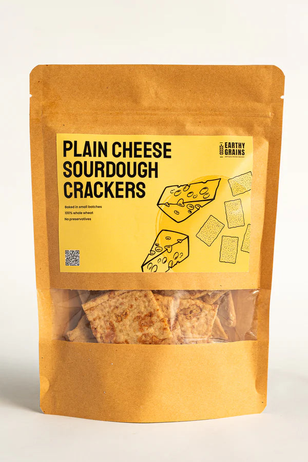 Crackers | Plain Cheese Sourdough Crackers - 100% Whole Wheat - No Added Preservatives - Earthy Grains - 100gm