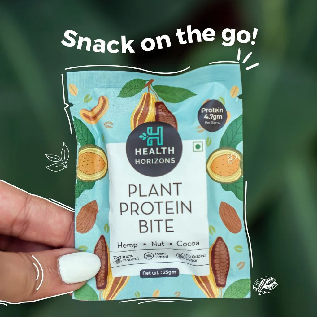 Plant Protein Bite | Hemp - Nut - Cocoa - Natural – Vegan, Gluten Free, No Added Sugar, Soy Free & No Additives – Health Horizon – 25gm