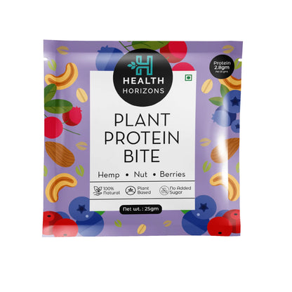 Plant Protein Bite | Hemp - Nut - Berries - Natural - Vegan, No Added Sugar, Soy Free &amp; No Additives - Health Horizon - 25gm